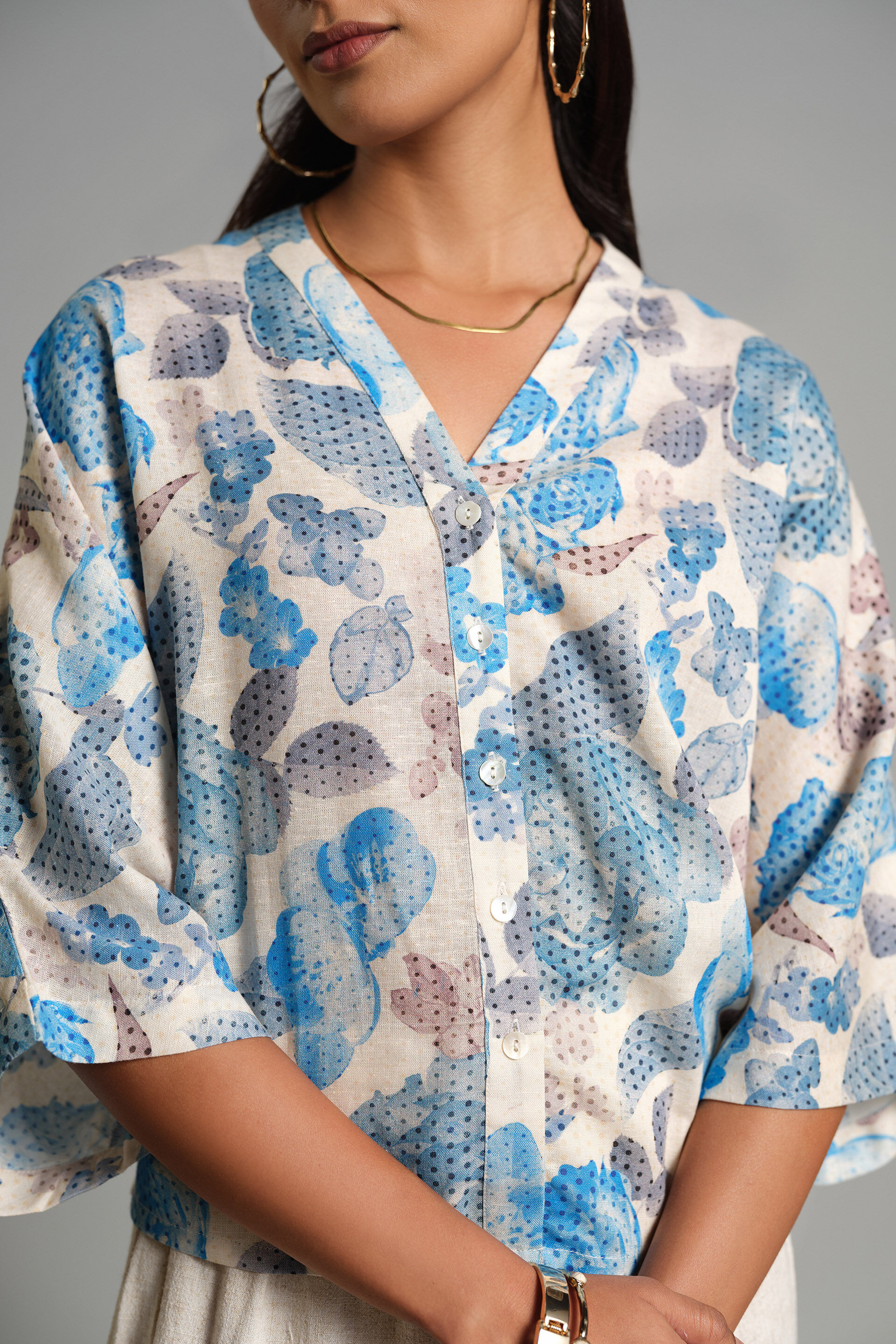 Floral Symphony Top, Blue, image 6